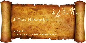 Ács Nikander névjegykártya
